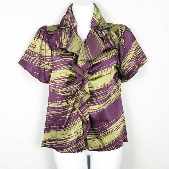 Daniela Corte Ruffle Zip Up Blouse - Picture 1 of 7